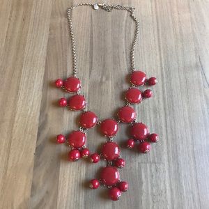 Large, chunky J Crew red bubble statement necklace